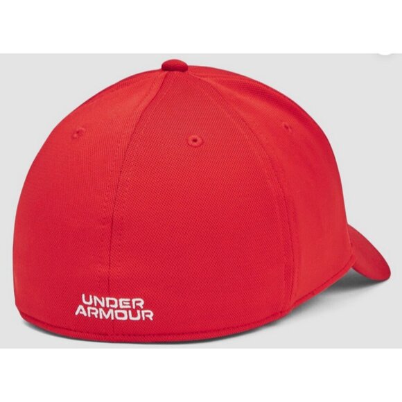 NEW Men's Under Armour Blitzing Baseball Cap 1376700 UA Red/White Fitted M/L Hat - Picture 4 of 5